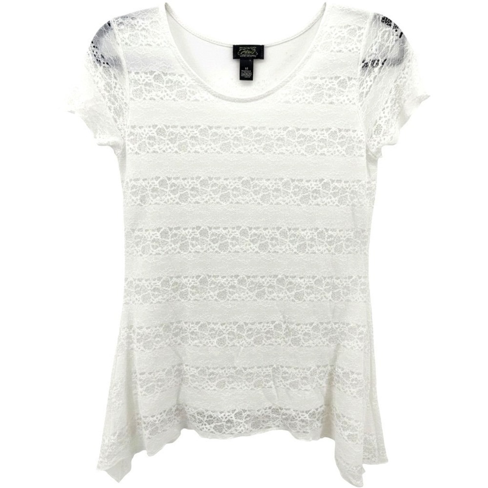 Fairycore Coquette White Floral Lace Asymmetrical S Tunic Top Flowy Whimsygoth